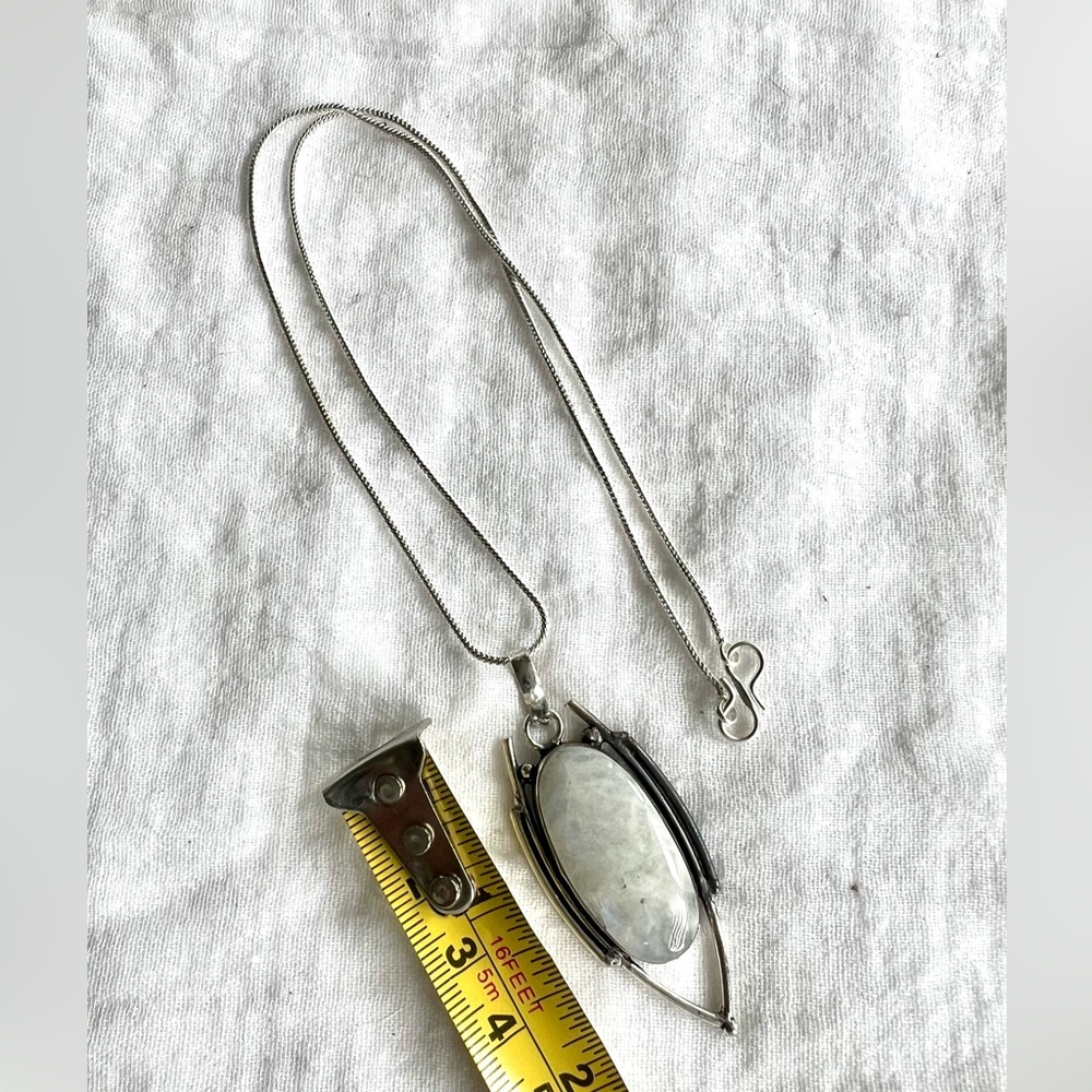 925 Modern Simplistic Rainbow Flash Moonstone Pen… - image 4